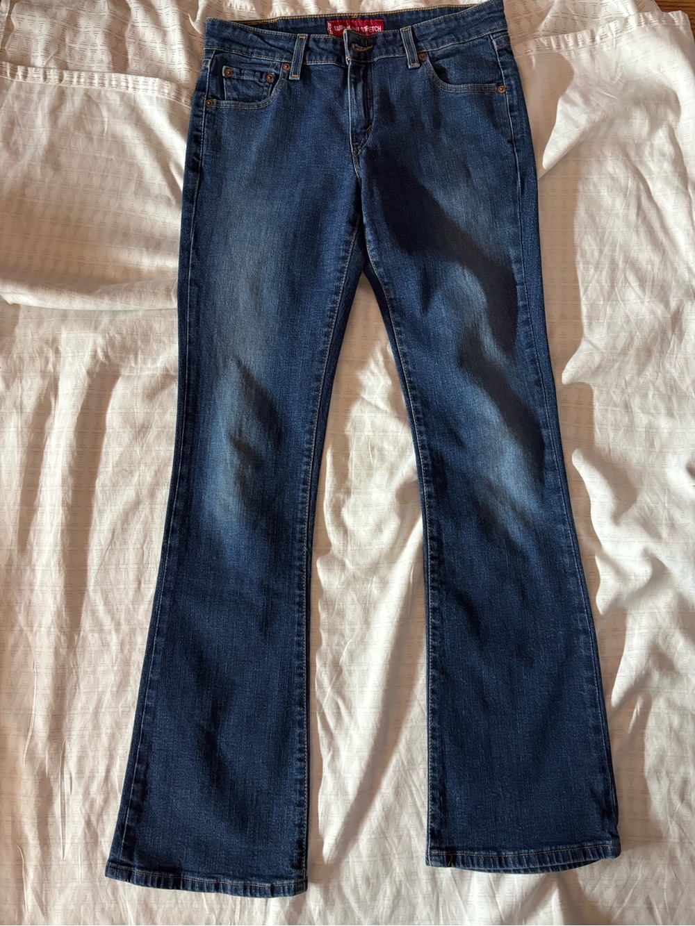 Y2K Lowrise Levi's 518 Straight Dark Blue Jeans with Signature Red Tab - Picture 6 of 6